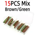 15pcs Brown Green