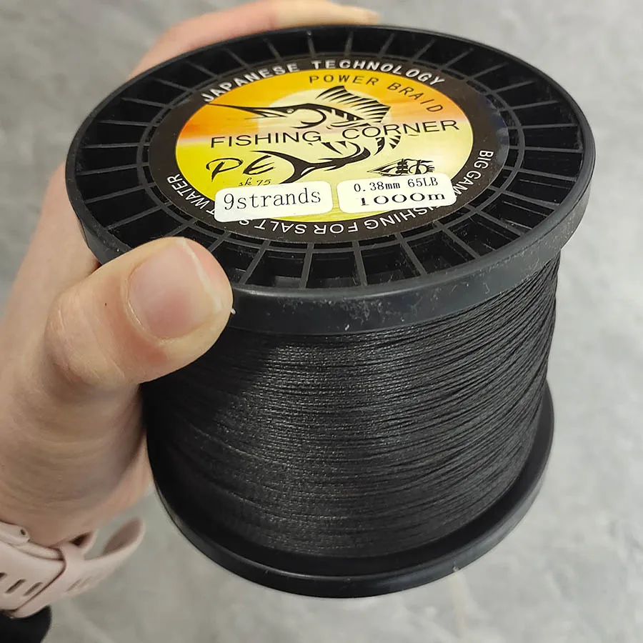 Línea de pesca de 9 hebras, 1000m, líneas de PE trenzadas más suaves, 0,38mm, 65LB, alambre trenzado de PE multifilamento negro para agua salada - imagen 2