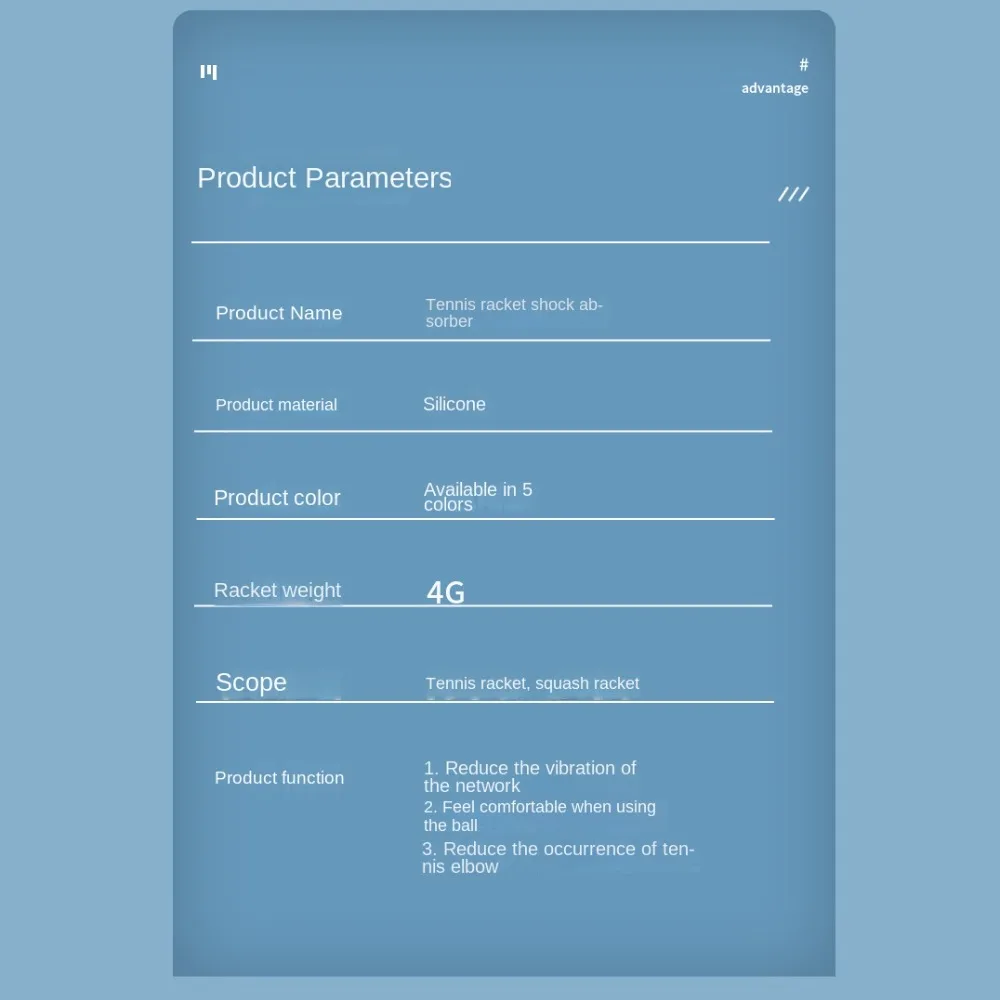 Amortiguador largo a prueba de golpes para raqueta de tenis, amortiguadores de vibración de doble nudo, Accesorios de Tenis, hebilla de silicona - imagen 5