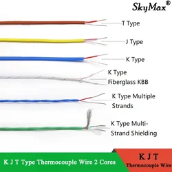 Cable termopar tipo K PTFE blindado de doble núcleo alta temperatura