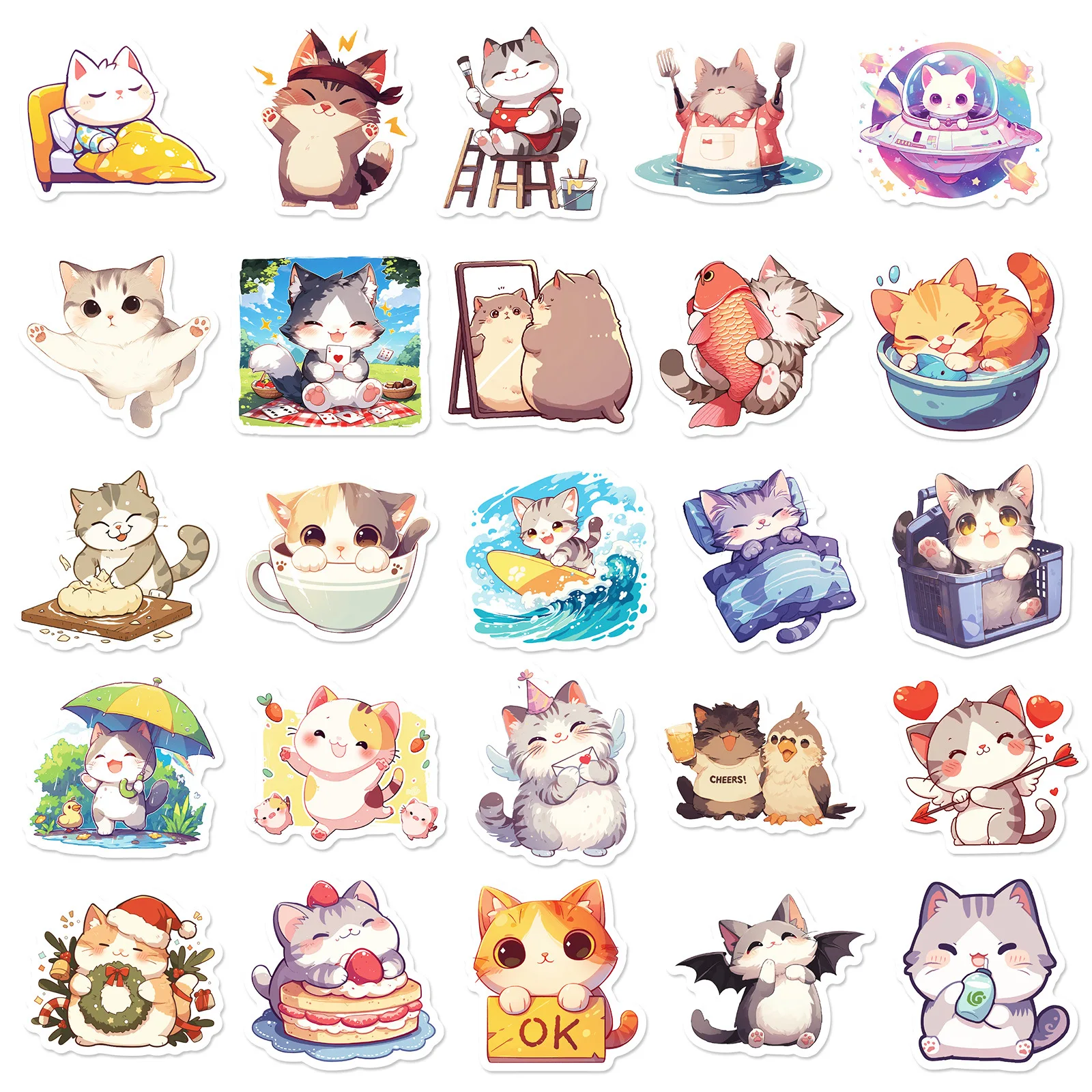 Pegatinas impermeables de grafiti con gatos para decoración - imagen 5