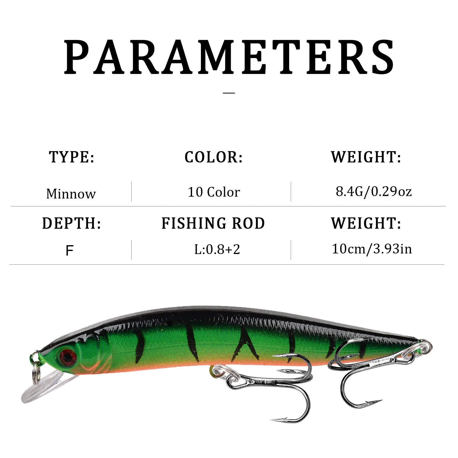 Señuelo de Pesca flotante Minnow, cebo duro de plástico Artificial Isca, Wobblers, Crankbait, Lucio, aparejos de Pesca, 10cm, 8,3g, 1 unidad - imagen 3