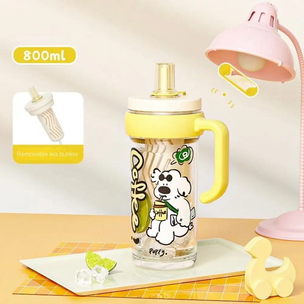 Taza de agua portátil de gran capacidad con dibujos animados, botella de agua de plástico resistente al calor de 800ml, botella deportiva de plástico a prueba de fugas para viaje - imagen 4