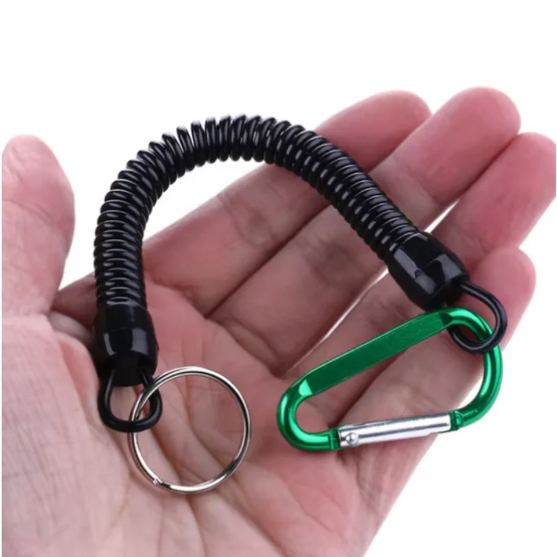 Rekbare veervishaak, elastisch touw, kampeeruitrusting voor buiten, mobiele telefoonsleutel, veiligheidsgereedschap met anti-verloren gesp - imagen 3