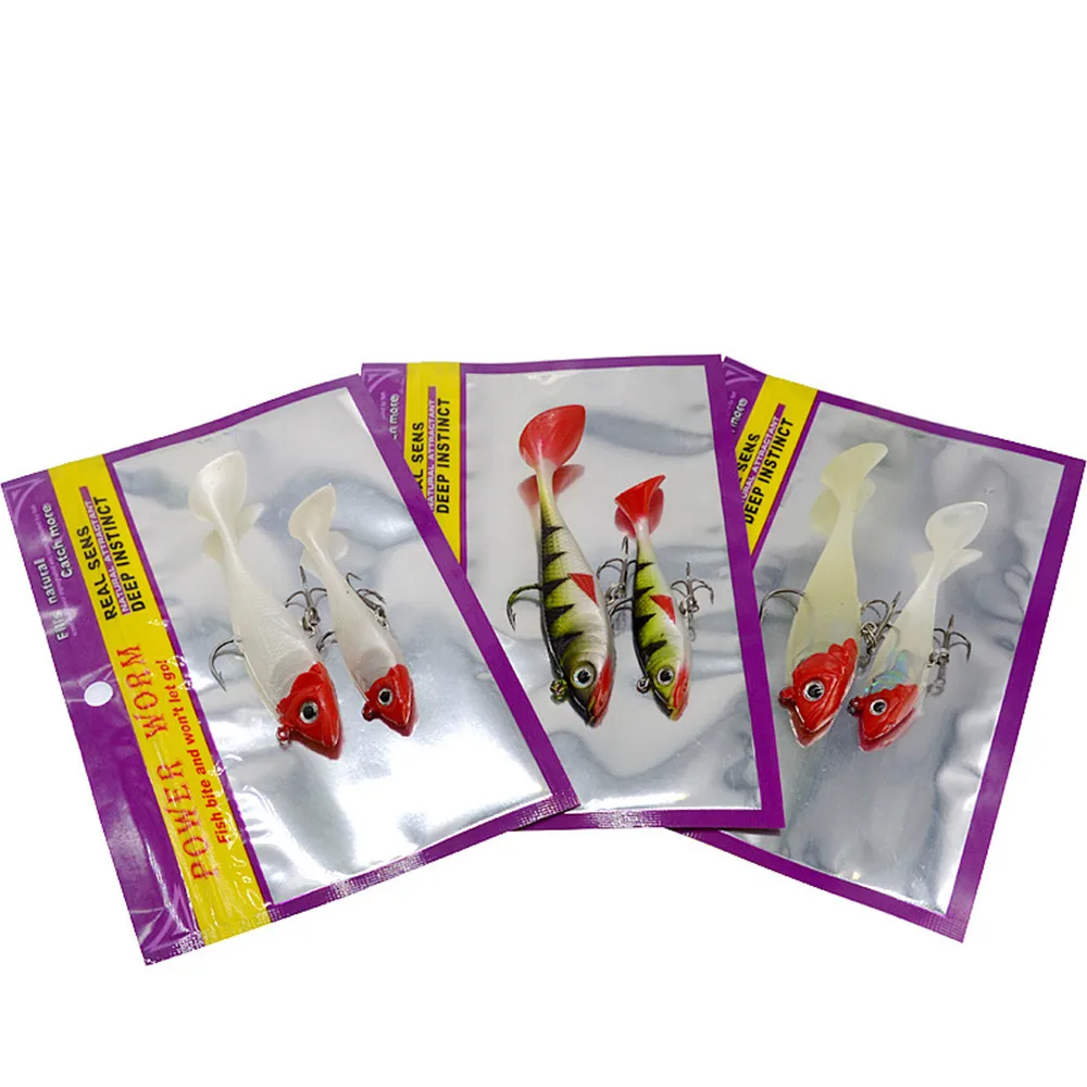 Cebo suave de pesca, señuelo Artificial, atracción de peces, 19g/11g, señuelos, Jig Head Rig, gusano, bolsa de 2 piezas - imagen 3