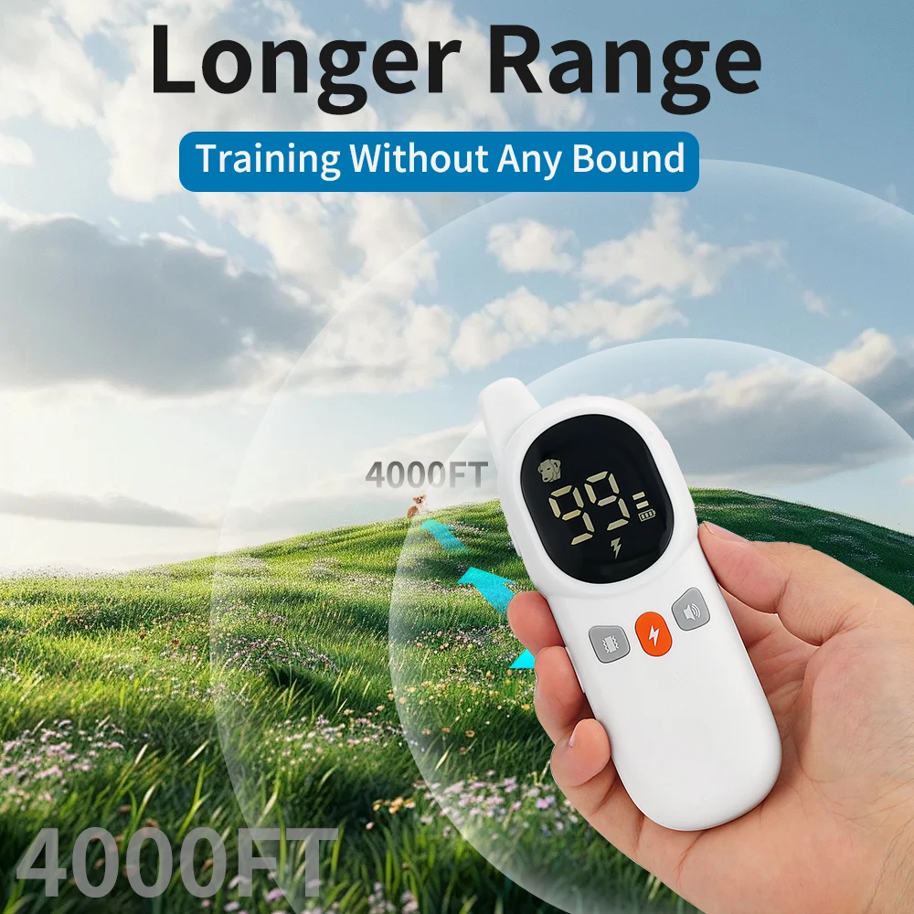 PUPOPAN Collar de choque Collar de perro eléctrico 4000 pies Recargable IP67 Collar de entrenamiento impermeable con control remoto para 2 perros- - imagen 5