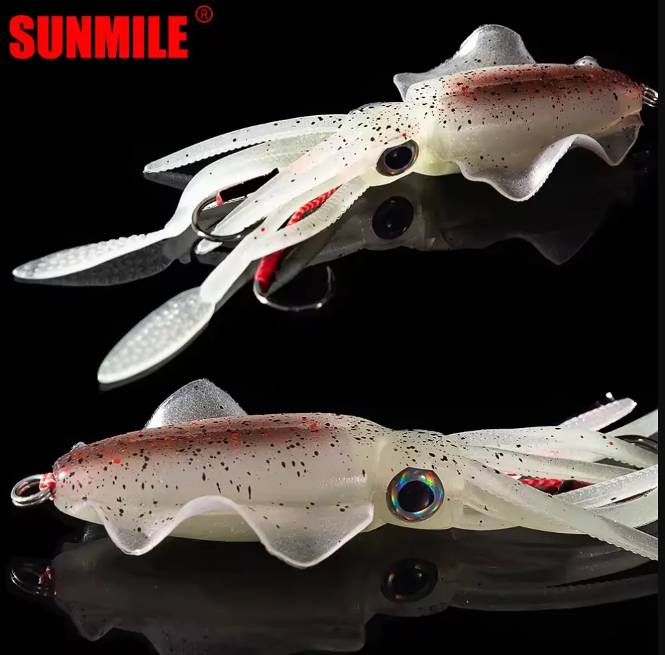 LEYDUN Señuelos de Pesca de calamar blando luminoso UV plantilla de calamar 20g 60g 85g 100g 120g 150g pulpo Calamar pesca mar cebo suave pesca en el mar - imagen 5