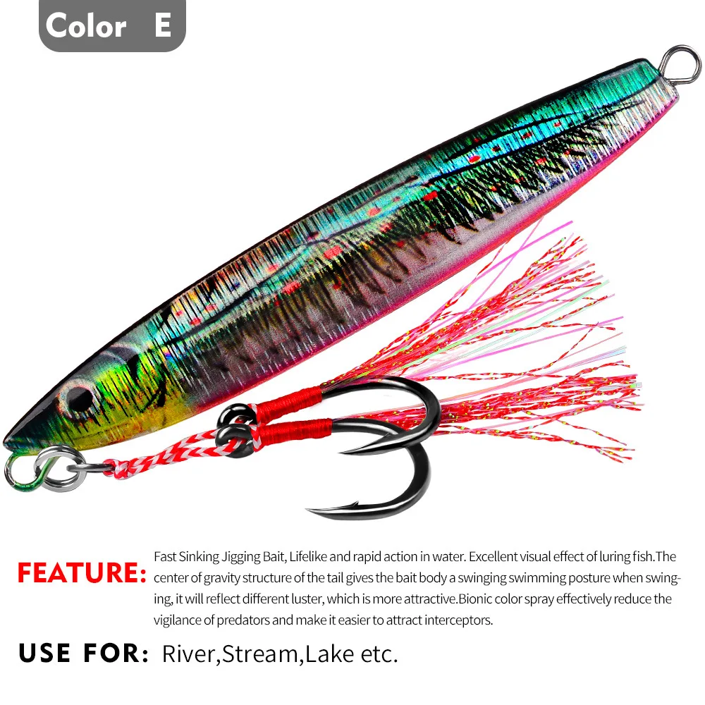 Señuelo de Pesca de hundimiento rápido, 12cm, 78g, pintura de plantilla lenta, Señuelos de Pesca de agua de mar de Metal, aparejos de Jigging, Pesca, lubina, atún, trucha, 1 ud. - imagen 4