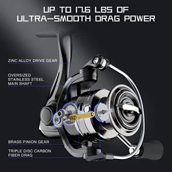 Carrete giratorio Ashconfish serie KF 7 + 1 rodamientos de bolas carrete de pesca de carpa arrastre máximo de 17,6 libras para agua dulce agua salada suave y rápida