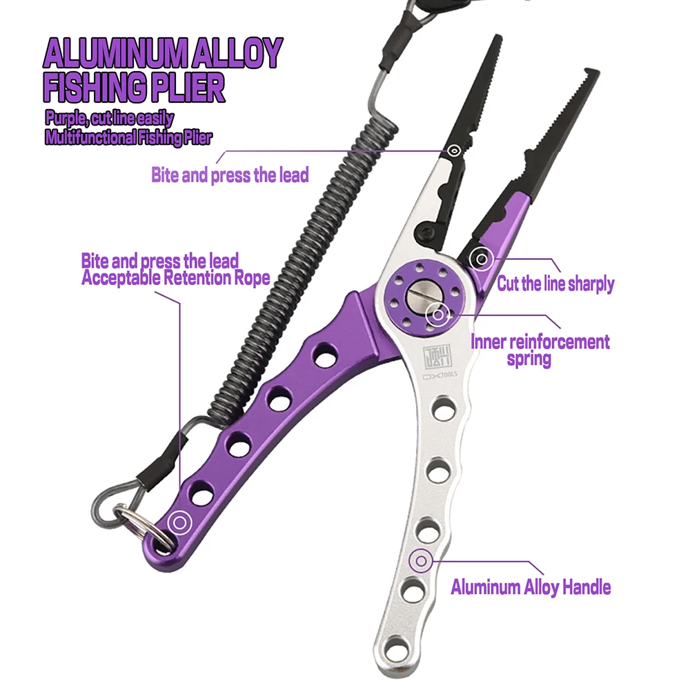 Alicates de agarre de pesca de aleación de aluminio, alicates de corte de pesca, agarre de Control de pescado, señuelo, alicates multifuncionales, gancho antioxidante - imagen 5