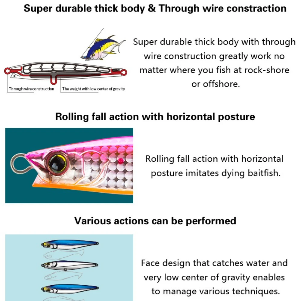 1 unidad de 95mm 40g Wobbler que se hunde señuelo Stickbait Minnow señuelo de pesca rodante flotante lápiz señuelo aparejos de pesca para pesca de lubina - imagen 5