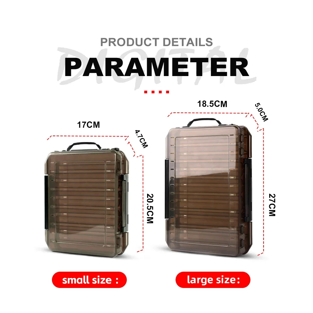 Caja de aparejos de pesca de plástico portátil, estuche de almacenamiento de herramientas para anzuelos de cebo, cajas de señuelos de pesca, organizador de aparejos impermeable, 2 capas - imagen 2