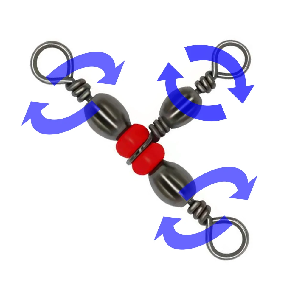 20 piezas nuevo Tridente japonés en forma de botella, anillo de tres puntas, divisor de anillo de 8 palabras, giratorio en T, cuentas rojas, accesorios de pesca giratorios - imagen 4