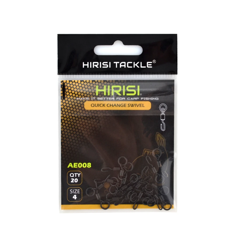 Hirisi 20 Stück Karpfenangeln Wirbel Snaps mit massivem Ring Schnellwechsel Angelhaken Wirbel Zubehör AE008 - imagen 5