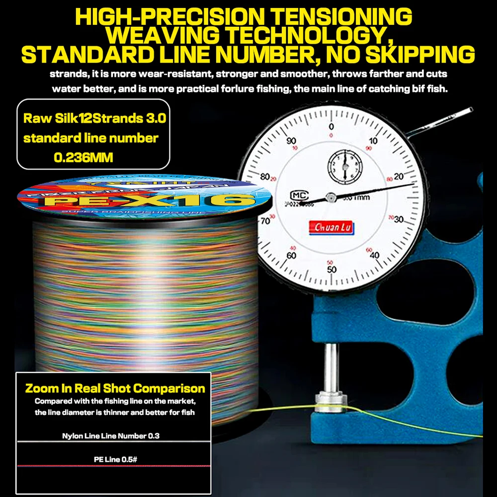 Línea de pesca trenzada de PE de 16 hebras, 100M, pesca en agua salada, 25-200LB, cable de tejido resistente fuerte, 0,16-0,8mm, pesca en barco/roca - imagen 4