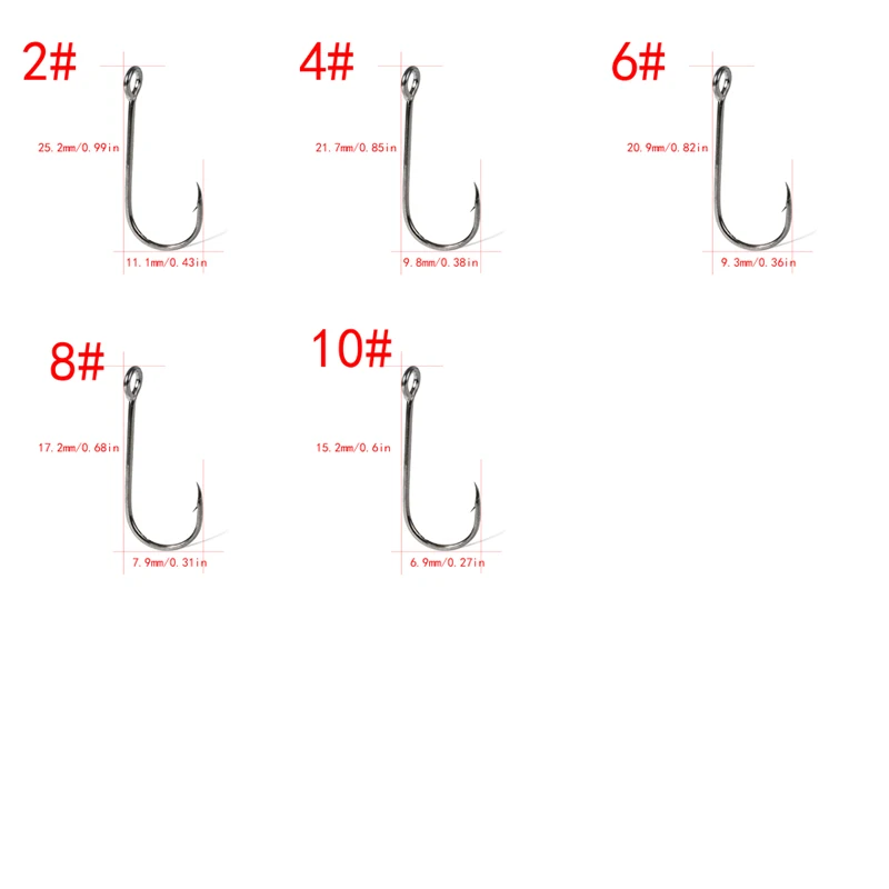 2 paquetes de anzuelos de pesca plateados, anzuelos de mar de acero rico en carbono para agua salada - imagen 2