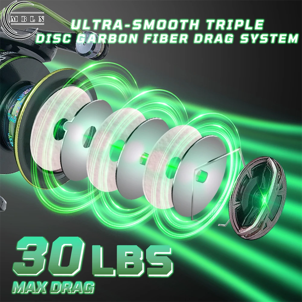 Carrete giratorio duradero de la marca MBLN, brazo y engranaje de aleación CNC, carrete y pie de aleación ligeros, carrete de pesca de alto rendimiento - imagen 5