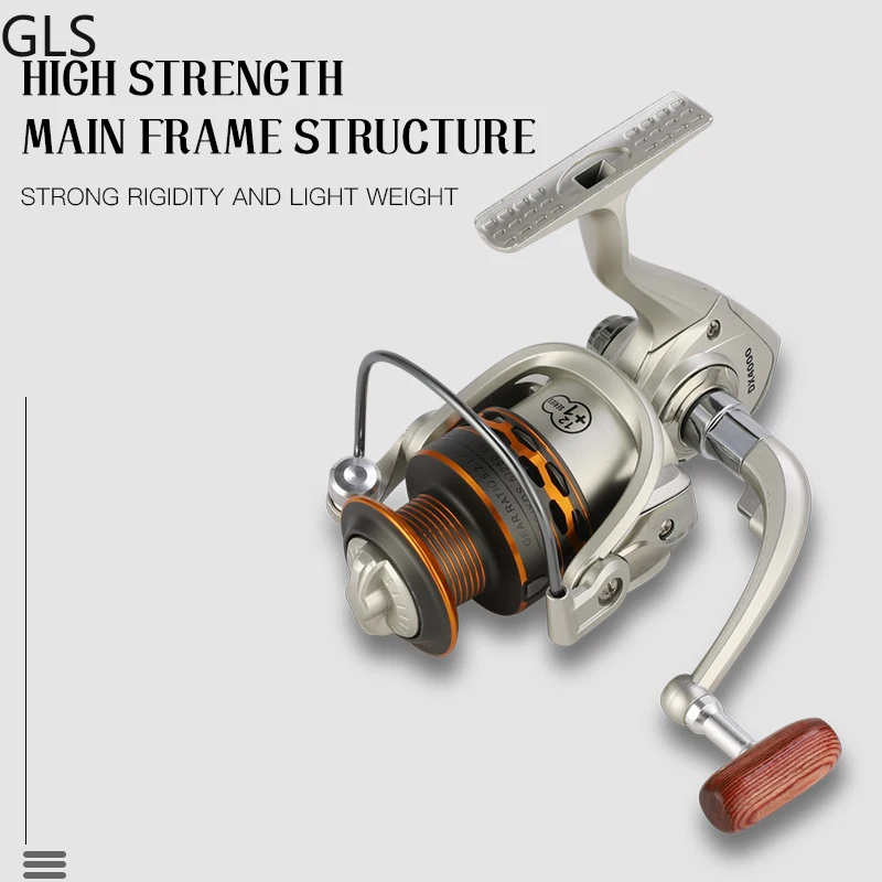 Bobina de pesca GLS de doble carrete, apretón de mano de madera 12 + 1BB, carrete de pesca giratorio profesional de Metal para mano izquierda/derecha, arrastre de 15KG - imagen 5