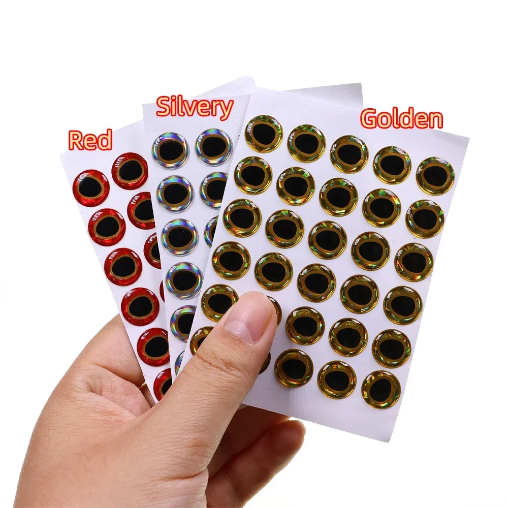 Wifreo 100 Uds 3mm -12mm holográfico 3D plástico señuelo de pesca ojos rojo dorado plateado Streamer moscas suaves duros señuelos Material DIY - imagen 4
