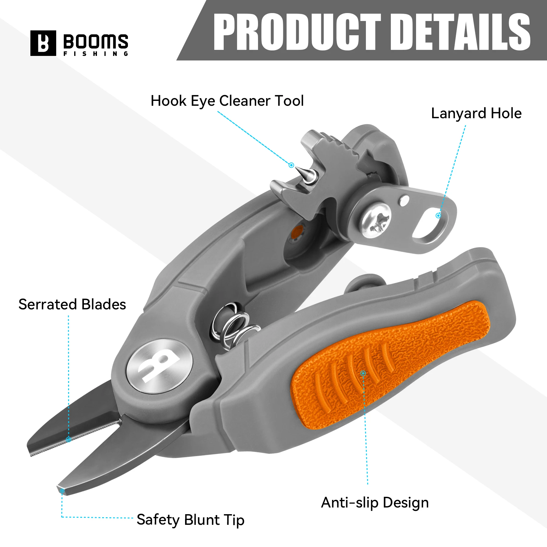 Cortador de línea de pesca Booms con retractores y herramienta para atar nudos de pesca, limpiador de ojos con gancho, accesorio de pesca con mosca - imagen 4