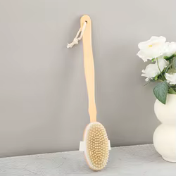 Cepillo de baño madera mango largo cerdas cerdo exfoliar masaje piel
