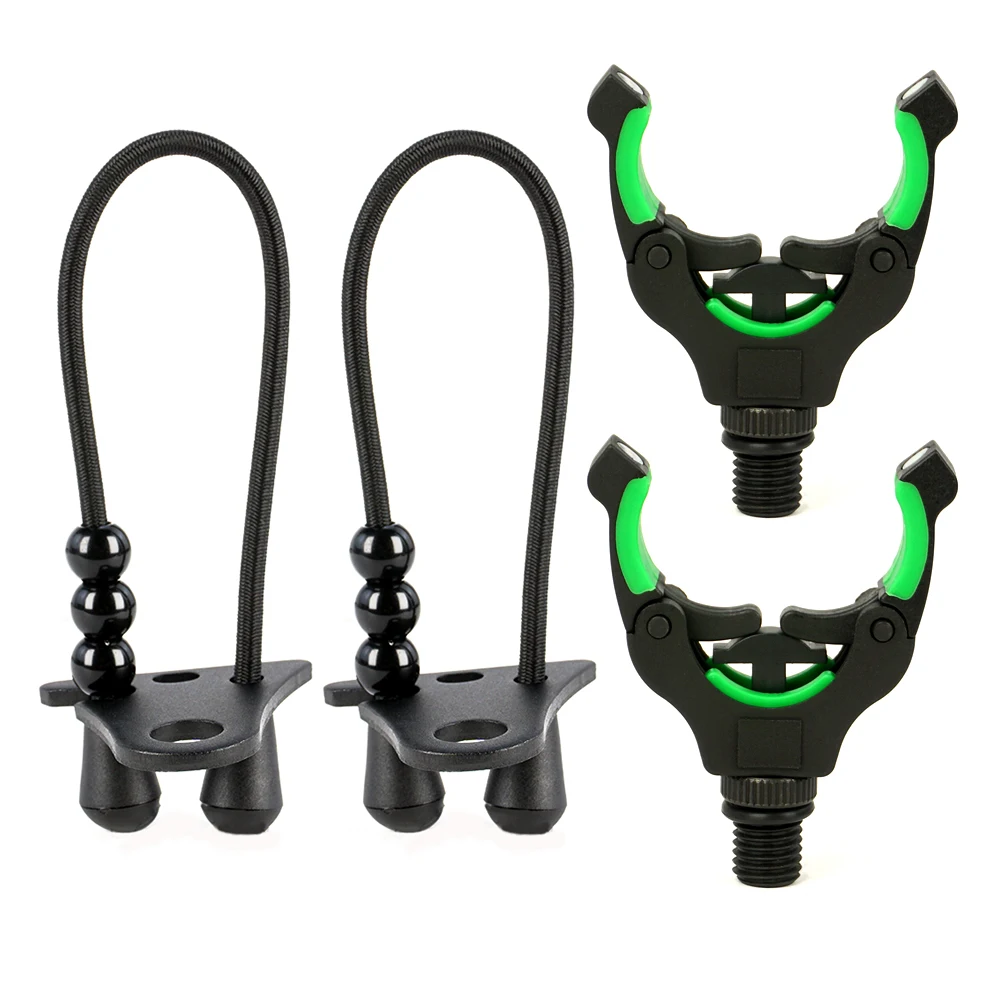 Hirisi 2 piezas de soporte de caña magnética + 2 piezas de bloqueo de caña elástica AC500 - Juego de accesorios de soporte de caña de pescar de carpa