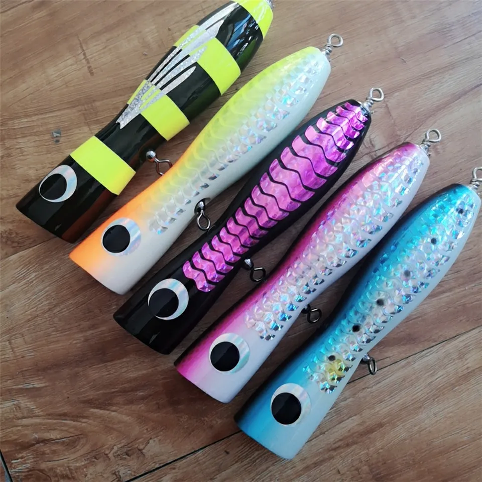 Señuelo Artificial Wobbler de fundición larga para pesca de carpa, cebo de arrastre de madera, lápiz Popper, barco de atún, 65g, 90g, 120g, 140g - imagen 2