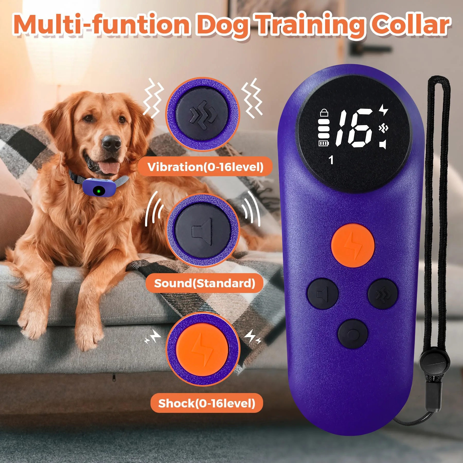 Collar inteligente para adiestramiento de perros, dispositivo eléctrico con Control remoto, resistente al agua IP67, 3 modos de entrenamiento, 1640 pies - imagen 3