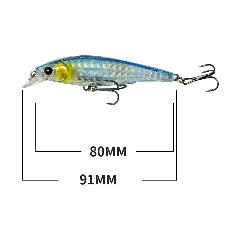 Señuelos flotantes para pececillos, 80mm, 9,2g, cebo Artificial de cristal 3D, cebo para lubina, trucha, Wobbler para agua superior, Jerkbait, accesorios de pesca - imagen 5