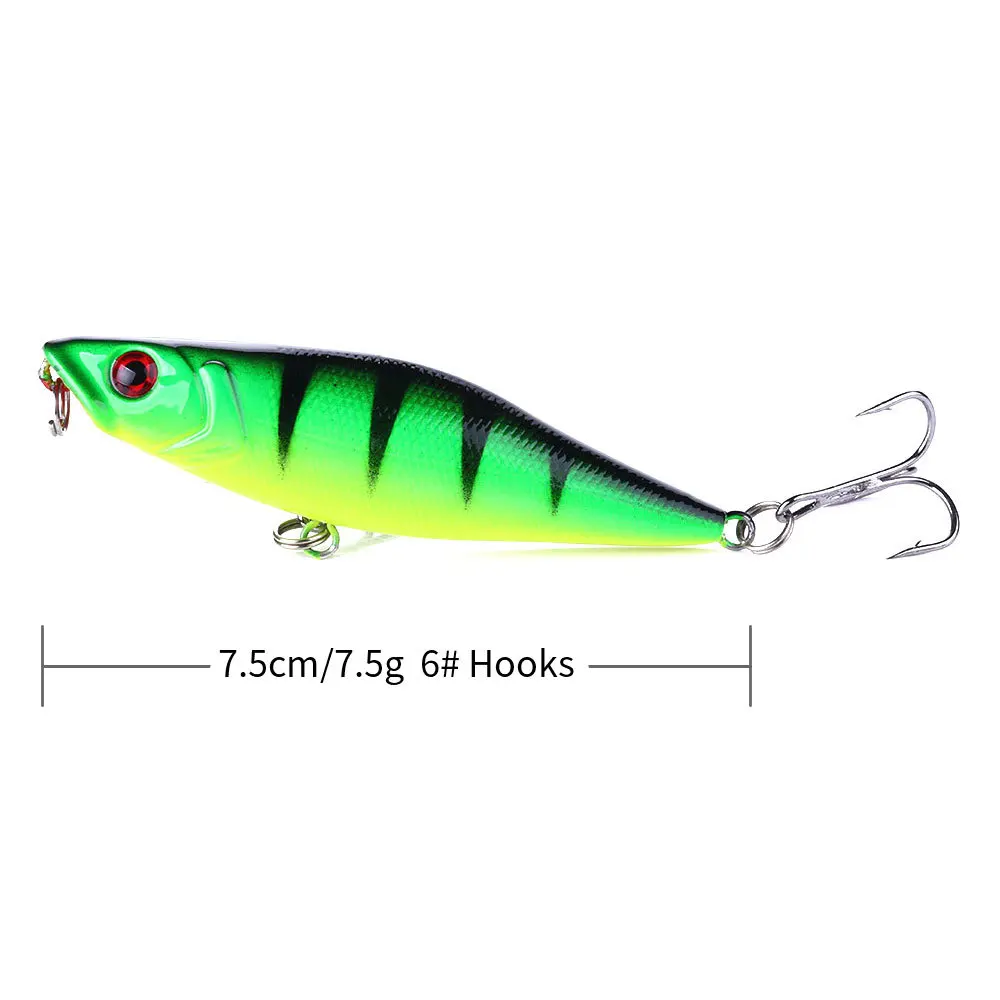 75mm 7,5g Topwater Popper lápiz superficie andador señuelo de pesca caminar el perro Artificial agua salada lubina cebo duro aparejos - imagen 4