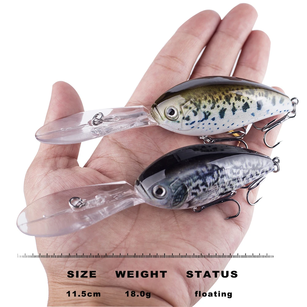 CCLTBA-Señuelos de Pesca artificiales, cebos de plástico duro, manivela de buceo profundo, aparejos de arrastre de lubina oscilante, 11,5 cm, 18g - imagen 2