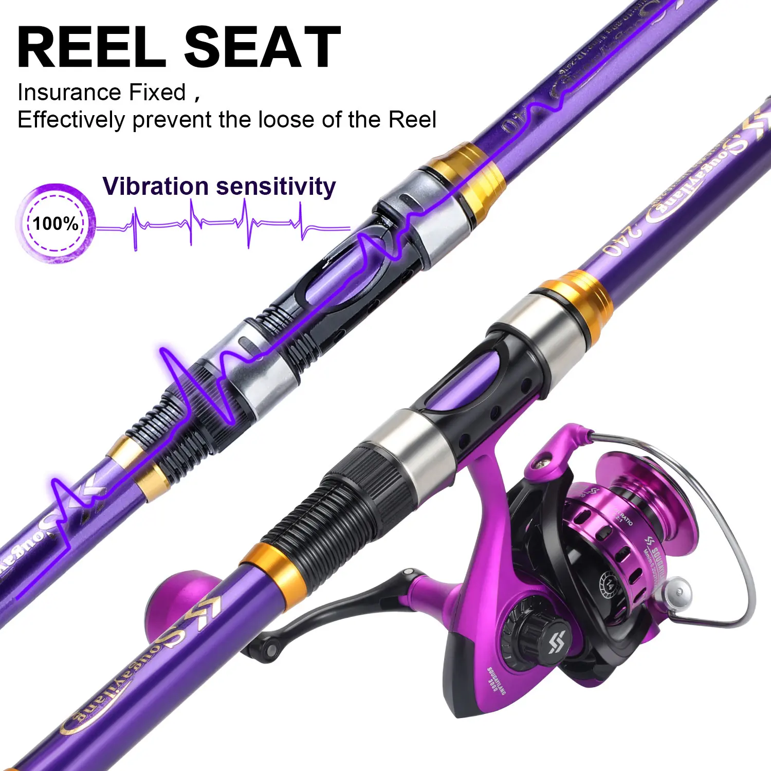 Sougayilang-Juego combinado de caña de pescar giratoria, caña de 1,8-3,3 m y carrete de 1000-5000, caña de pescar telecópica completa, pesca en agua dulce - imagen 4