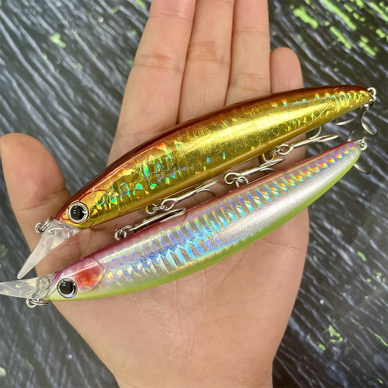 Señuelos de pesca flotantes de pececillo, 19g, 110mm, trucha marina, cebo duro Artificial, Wobblers de fundición larga, cebo de lubina de agua dulce y salada - imagen 5