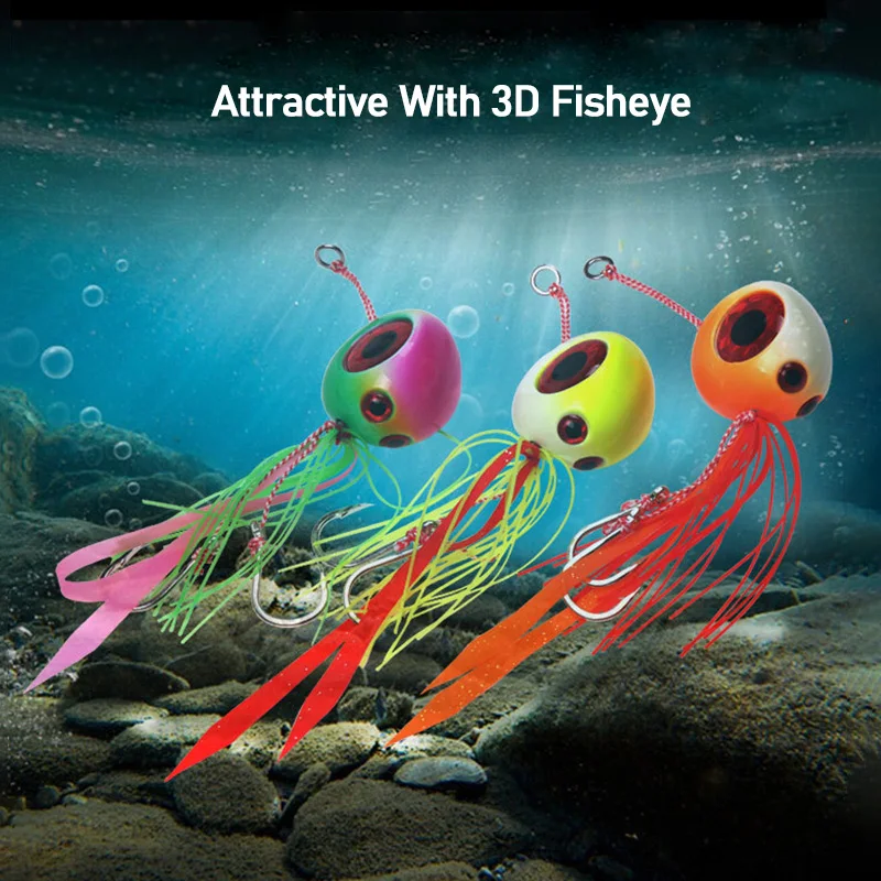 Señuelo de pesca de Metal luminoso, pargo deslizante con falda de goma, Jigging de hundimiento rápido, de fundición larga, para agua salada, 100g - imagen 3