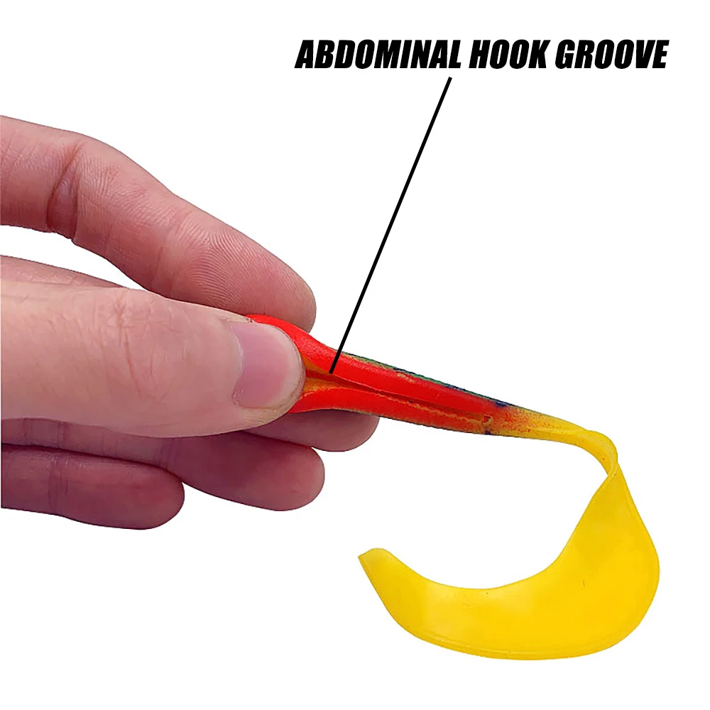 4 unids/lote cebos de gusano blando, cebos de lubina de cola larga, señuelo de pesca realista 4 Uds Jigging Wobblers señuelo de pesca 12,5 cm 55g Shad cola en T - imagen 3