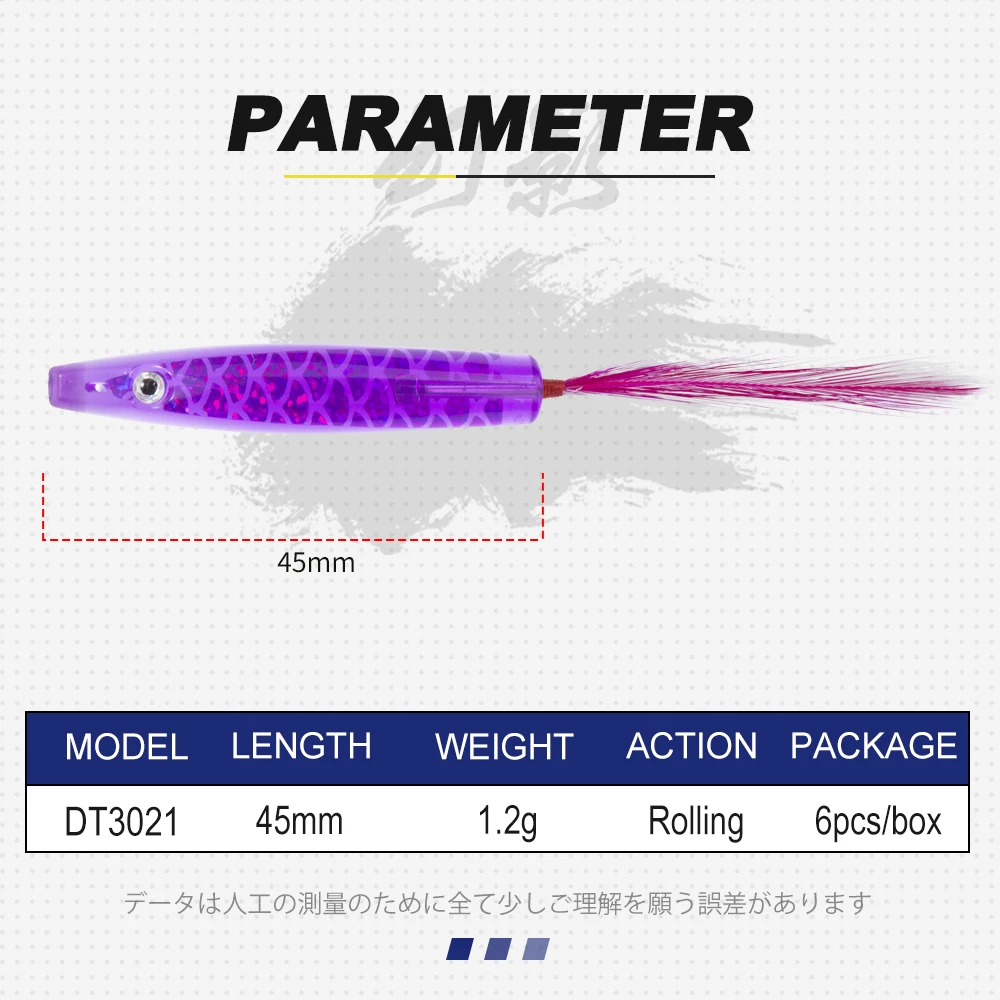 Señuelo de pesca D1 Surf Yumizuno, 6 unids/caja, Señuelos de pesca con cuchara, cebo de plástico duro para curricán, 45mm/1,2g para aparejos de Lucio Bluefish - imagen 3