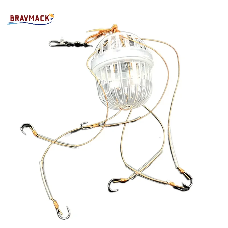 1 Uds. Anzuelo de pesca con jaula de cebo explosivo, 6 garras, acero al carbono, plástico, aparejos de pesca de carpa marina - imagen 5