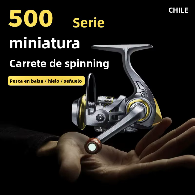 Mini carrete giratorio CHILENT serie 500 12/12 + 1BB carrete de pesca de arrastre máximo de 5kg relación de engranaje 5,2: 1 ultraligero para pesca en hielo/balsa