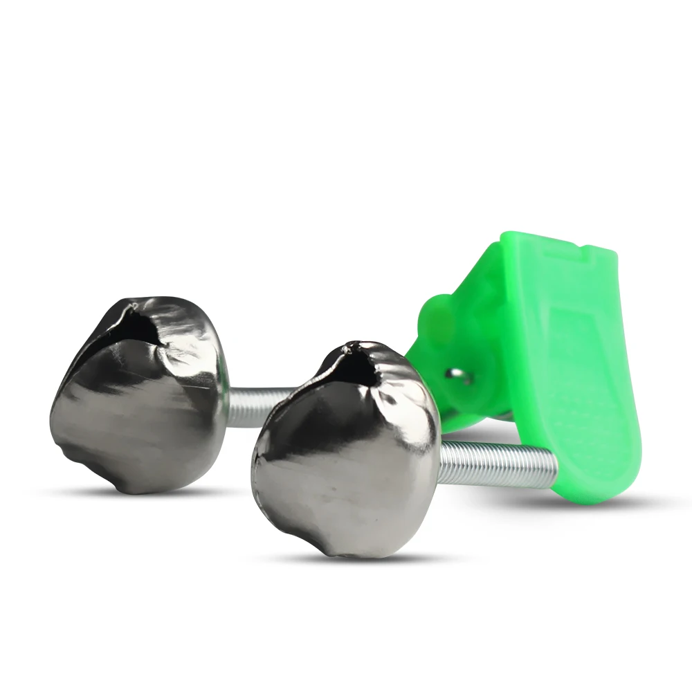 10 unids/lote alarmas de mordedura de pesca caña de pescar campana abrazadera punta Clip campanas anillo verde ABS accesorio de pesca Metal al aire libre - imagen 3