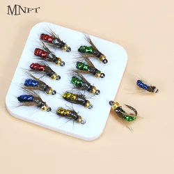 Señuelos de pesca con mosca MNFT mosca ninfa hundible 4 colores cabeza de cuentas