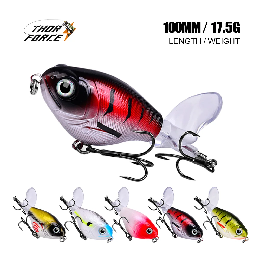 Señuelo de pesca Topwater Popper, cebo duro de plástico Swimbait giratorio de cola suave, Lucio, aparejos de pesca artificiales Whopper Plopper - imagen 2