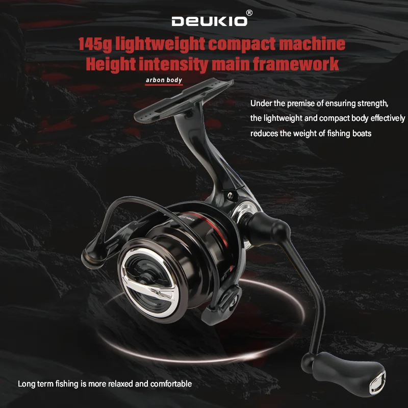 Carrete giratorio DEUKIO 145g ultraligero 5 + 1BB 5,2: 1 relación de engranaje carrete de tallado CNC 6kg/13lb carrete de pesca de arrastre máximo agua salada - imagen 3
