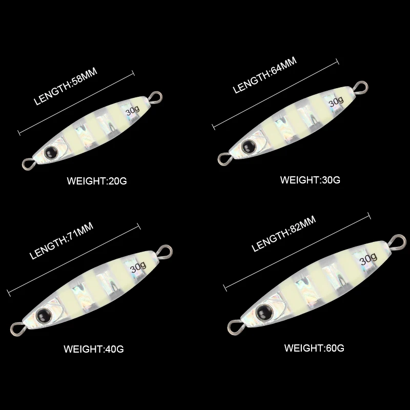 Plantilla de Metal para trabajo mágico, cuchara de Jigging de agua salada, 20g, 30g, 40g, 60g, cebo Artificial de fundición a tierra para aparejos de señuelo de pesca de lubina - imagen 3