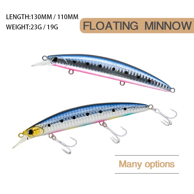 Minnow-señuelo de pesca de fundición larga, 110mm, 19g, para agua de mar, flotante, lubina Artificial, platija, carpas - imagen 5