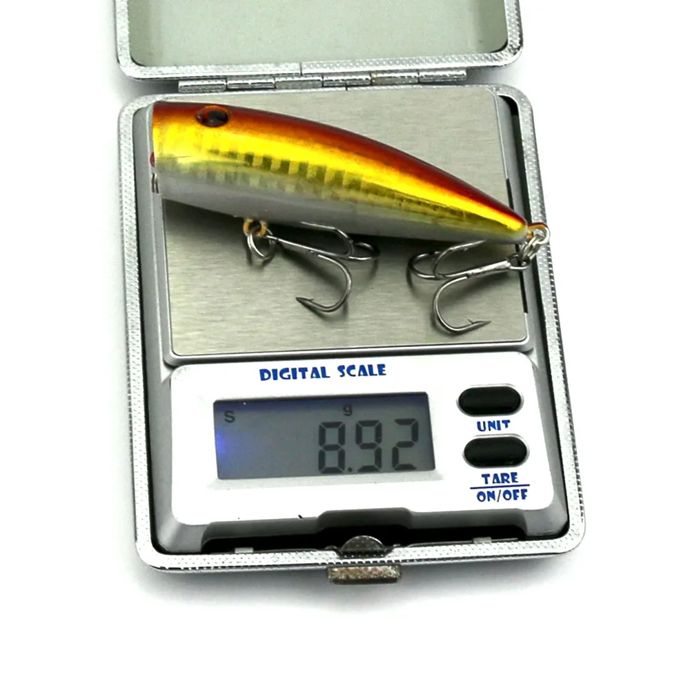 DNDYUJU-señuelo de pesca Popper, 1 unidad, 7cm/9g, cebo Artificial duro Topwater con 2 anzuelos triples 6 #, señuelo de superficie flotante, accesorios para peces - imagen 4
