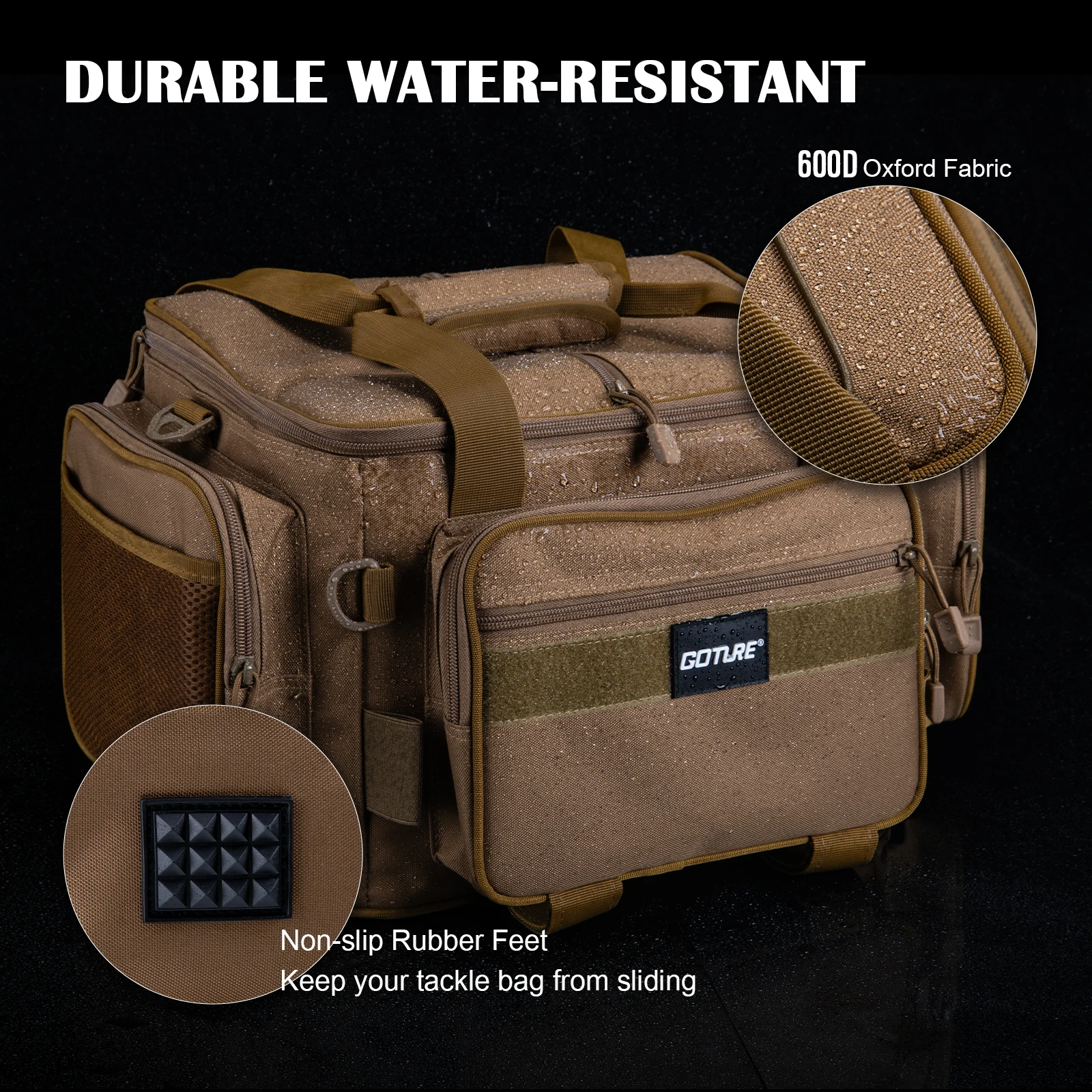 Goture Bolsa de Pesca Oxford Resistente Compartimentos Señuelos Mosca - imagen 3