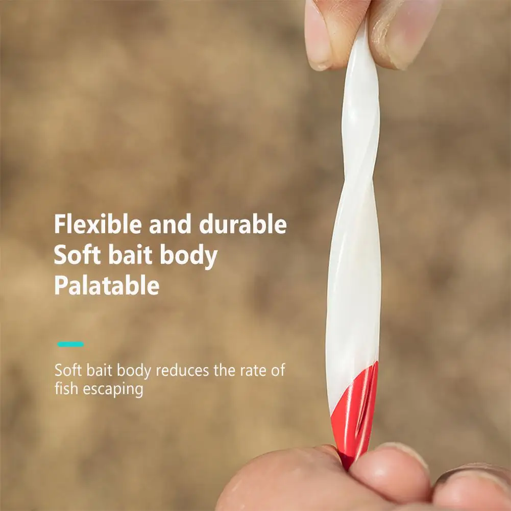 Señuelo de pesca de 50 uds, cebo Artificial biónico suave de dos colores, cola en T, multicolor, accesorios de aparejos de pesca - imagen 3