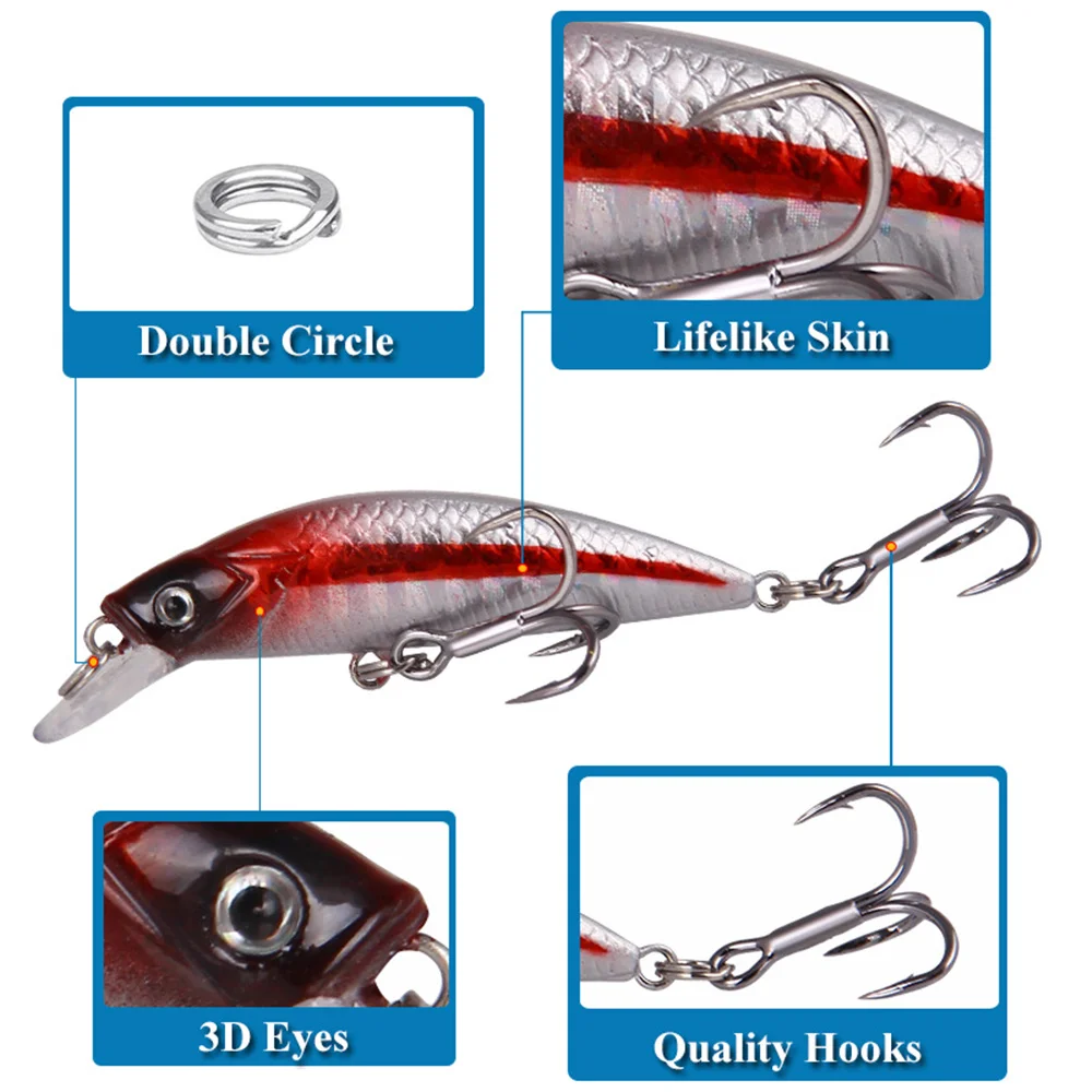 Señuelo de pesca Wobblers de hundimiento, cebo duro de arrastre de plástico, Jerkbait, Minnow, Lucio, Carpa, aparejos de pesca, 6cm, 6,7g, 1 ud. - imagen 5
