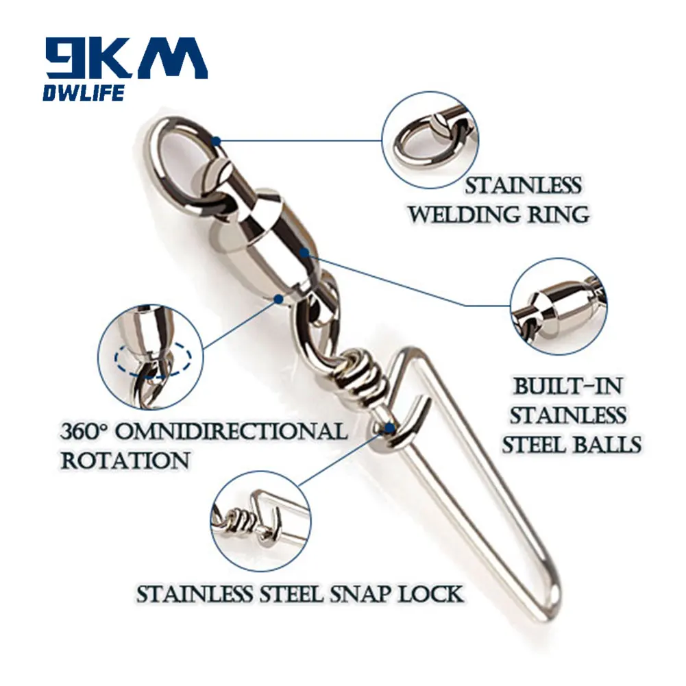 Rodamiento de bolas de pesca giratorio Snap Coastlock Snap conector de curricán de alta velocidad giratorios de acero inoxidable accesorios de pesca Clip - imagen 5