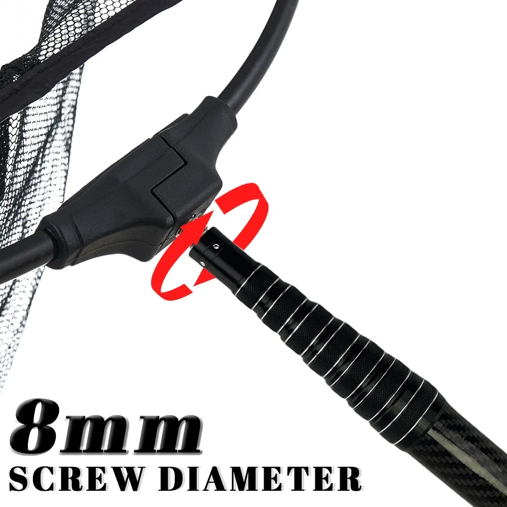 MBLN Red de aterrizaje de fibra de carbono, poste telescópico de 385 cm, doblado de 158 cm, aro de 45 cm, carbono de 2 capas + epoxi, con bloqueo de posicionamiento, red de mano - imagen 4